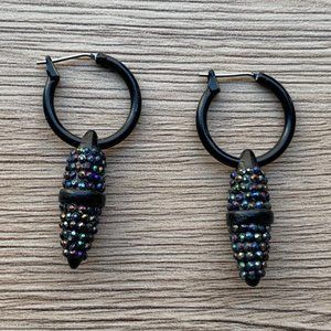 Black Drop Earrings with Iridescent Rhinestones or Bundle 3/$30